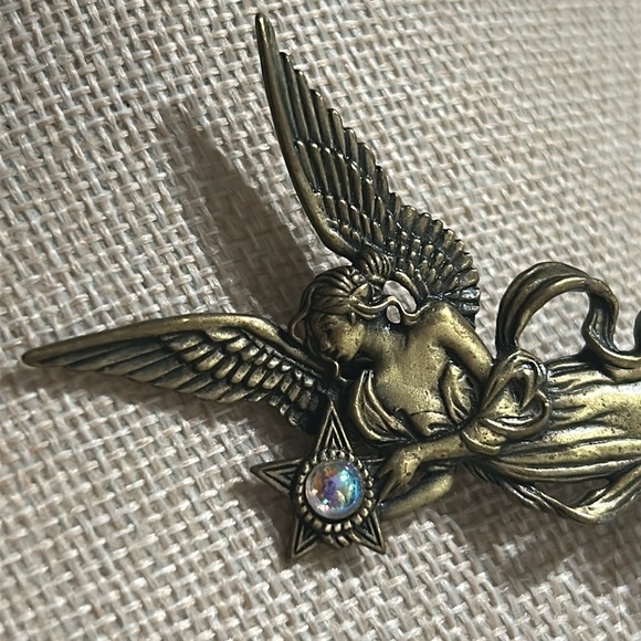 JJ Jonette Pewter Fire Star Angel Goddess Figural Brooch Vintage Signed Pin - Picture 4 of 8